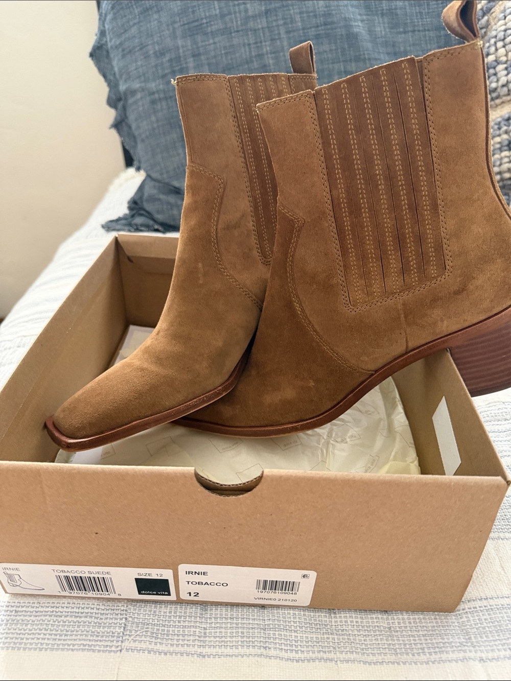 Dolce Vita Irnie Tobacco Brown Suede Chelsea Booties - Size 12